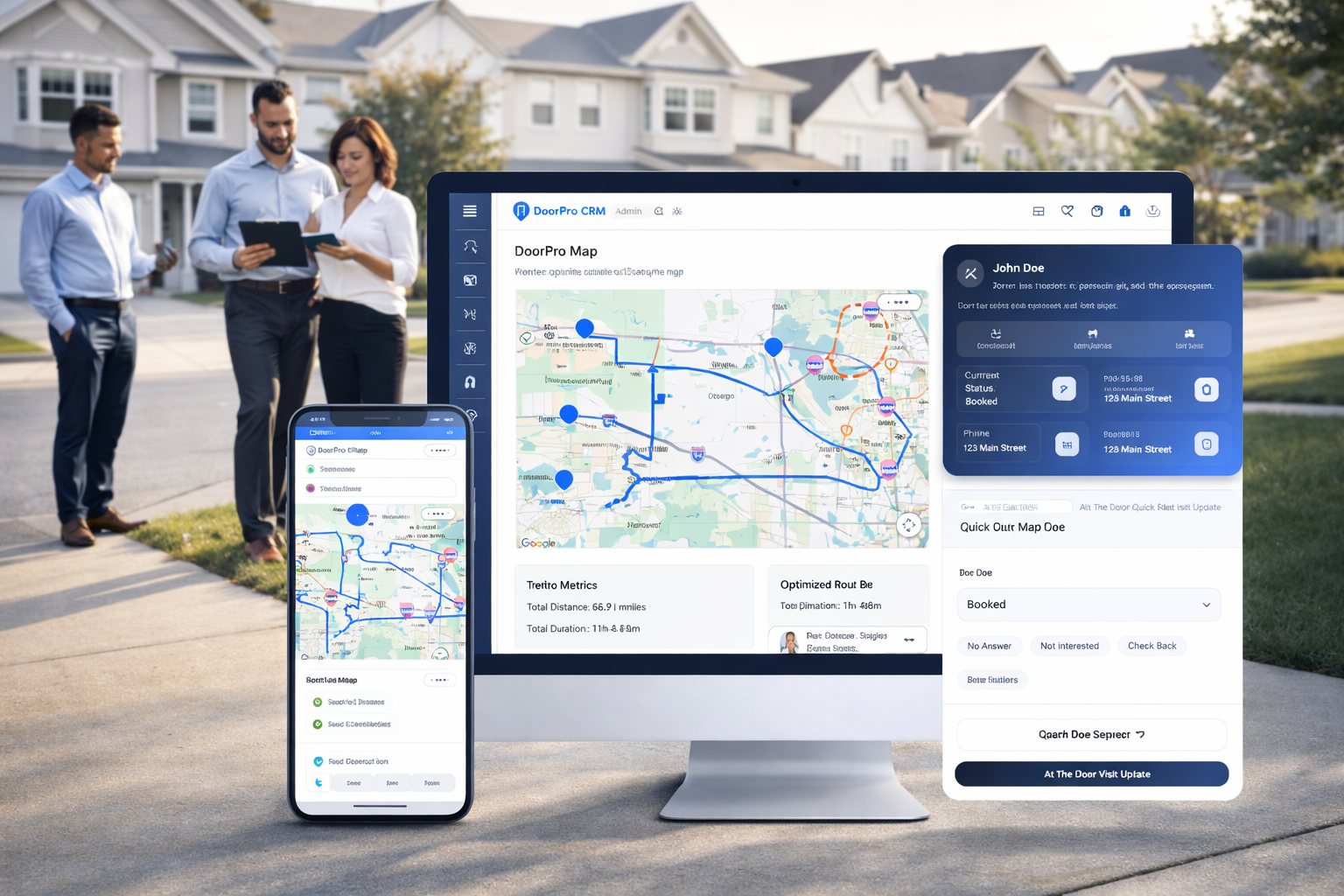 DoorPro dashboard and mobile route planning view