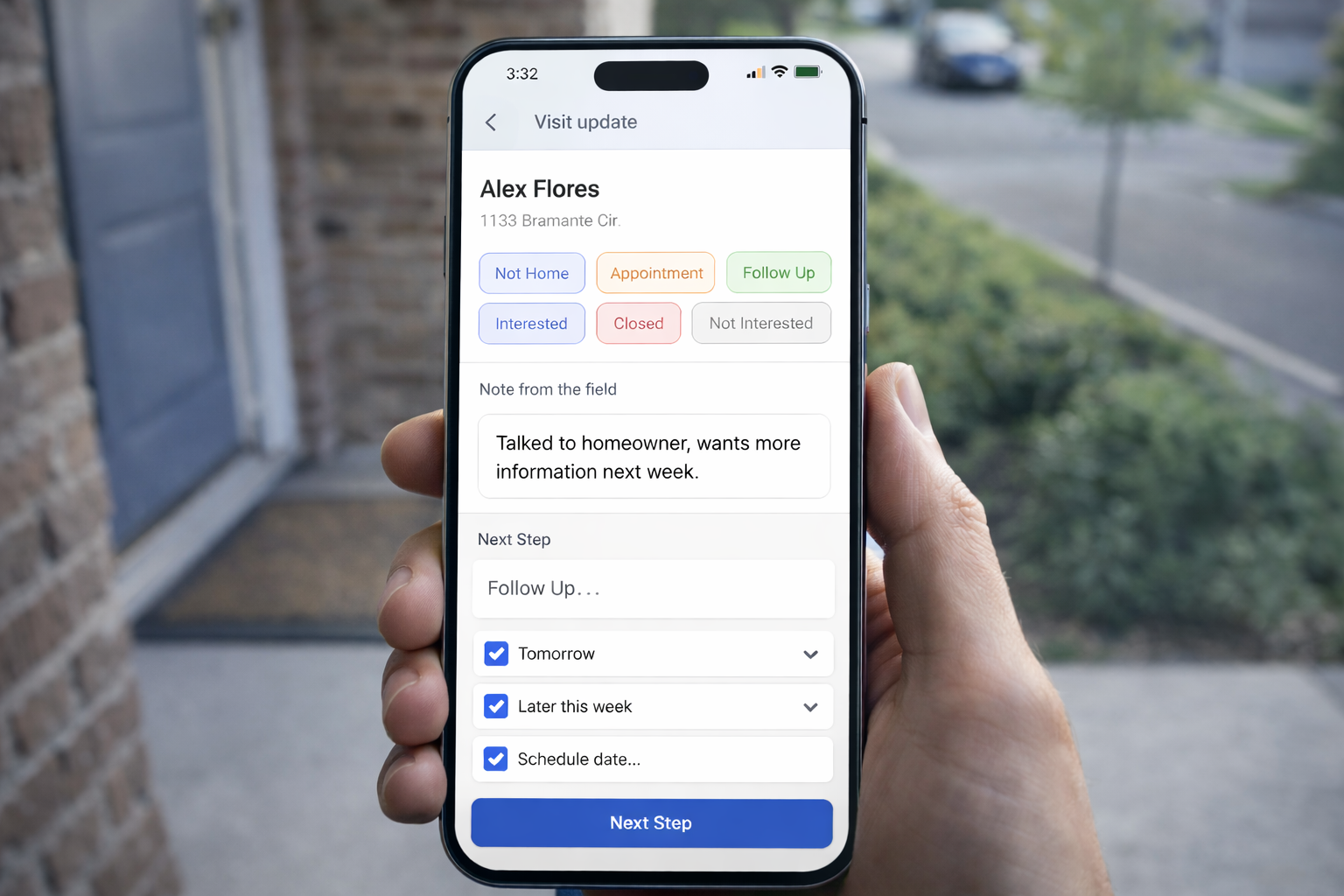 DoorPro mobile quick visit update workflow