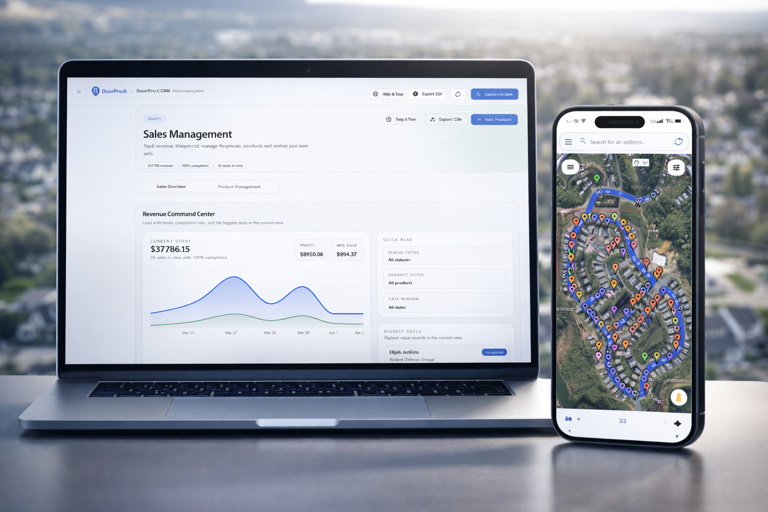 DoorPro desktop and mobile workflow composite