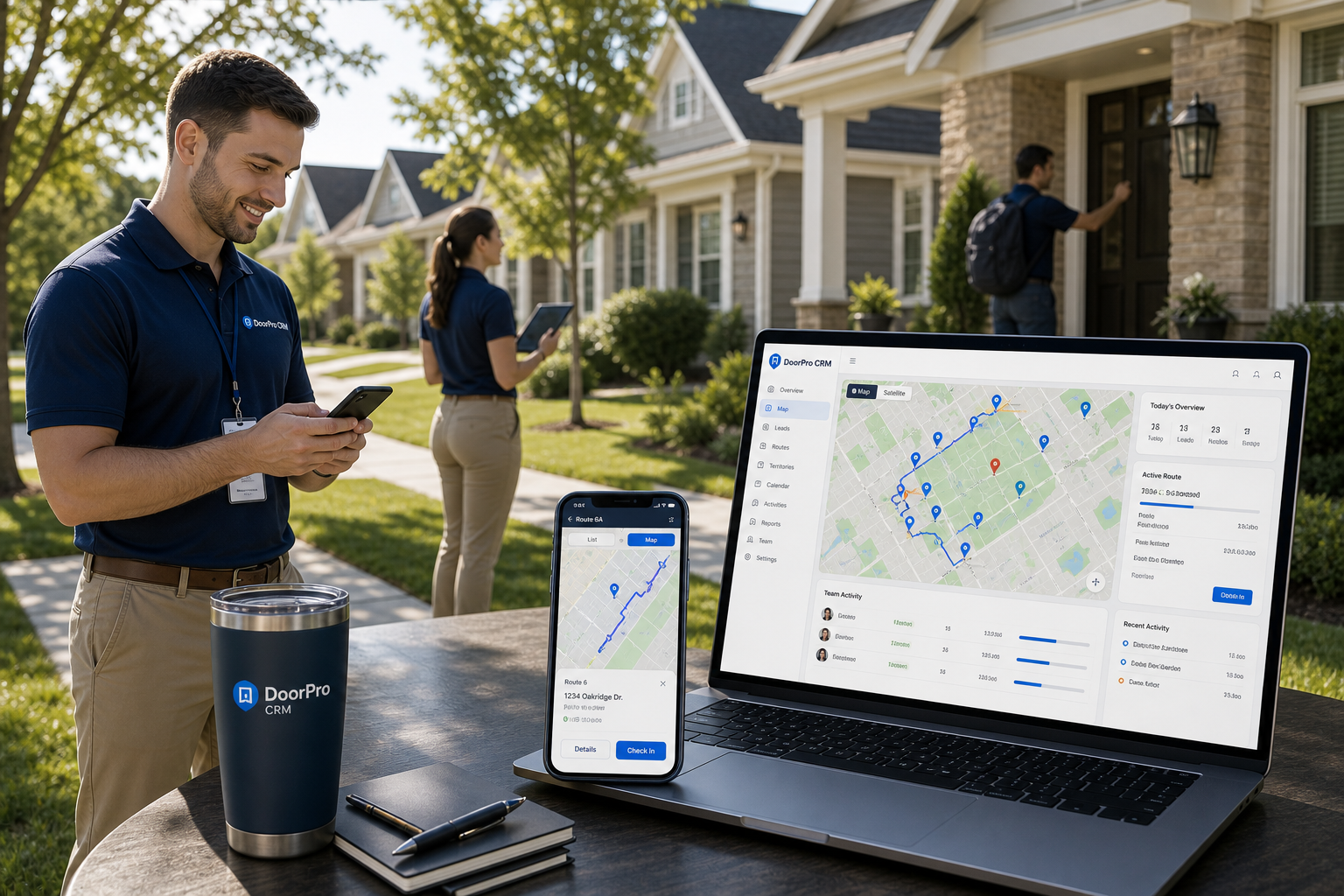 DoorPro dashboard and mobile route planning view